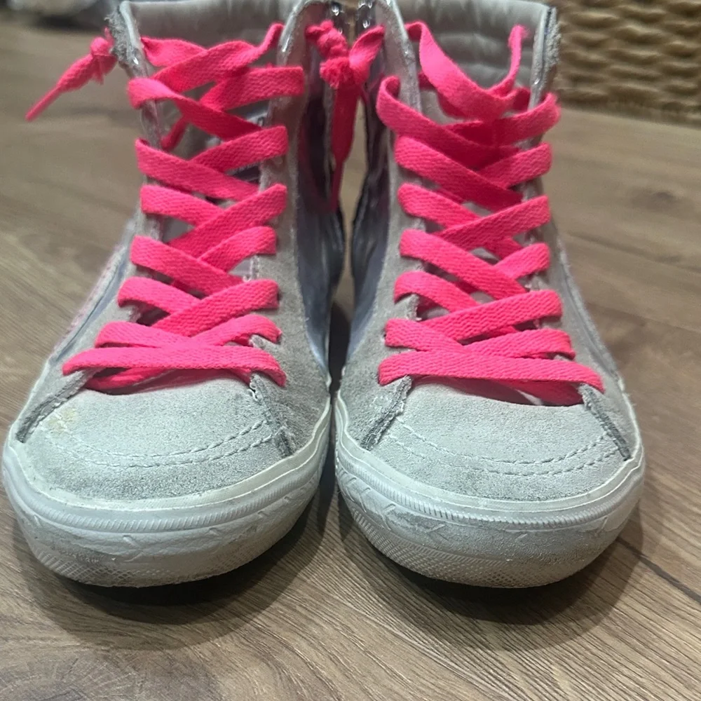 Golden Goose limited SLIDE Gray and Pink High-Top Sneakers 50/280 - Picture 5 of 14